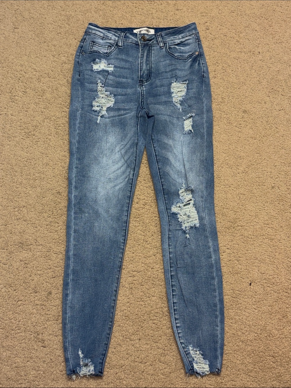 VIP Distressed Skinny Jeans - Light Blue